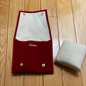 Cartier Red and Cream Jewelry Pouch
